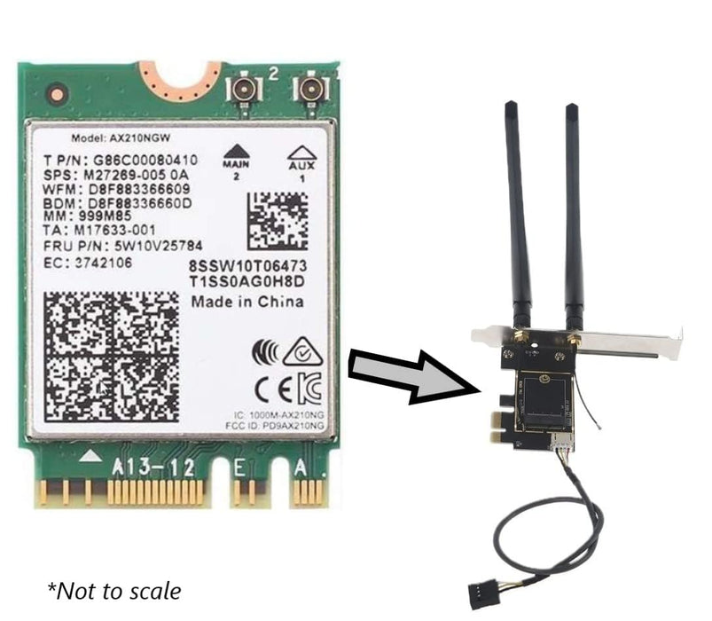 AX210 Desktop Wi-Fi Kit | 2.4 Gbps | Bluetooth 5.3 Support | PCIe x4 | 6E Tri Band 2.4/5/6 GHz No vPro AX210NGW